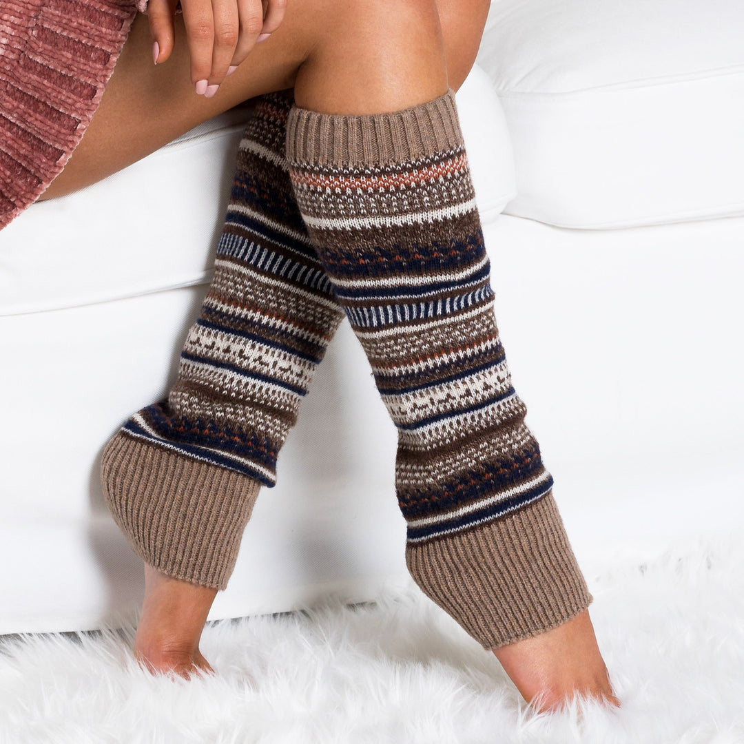 Navy Fairisle Leg Warmers