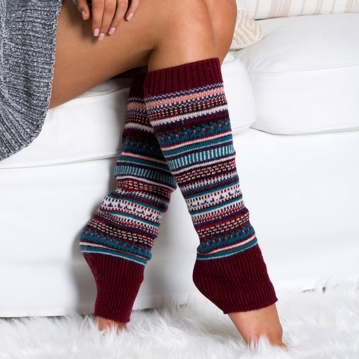 Beige Fairisle Leg Warmers