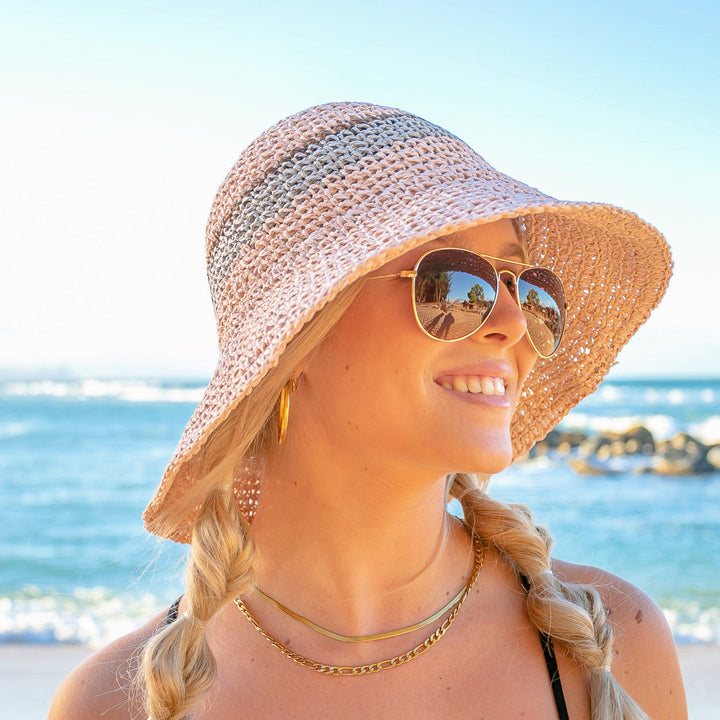 Blush Stripe Accent Straw Hat