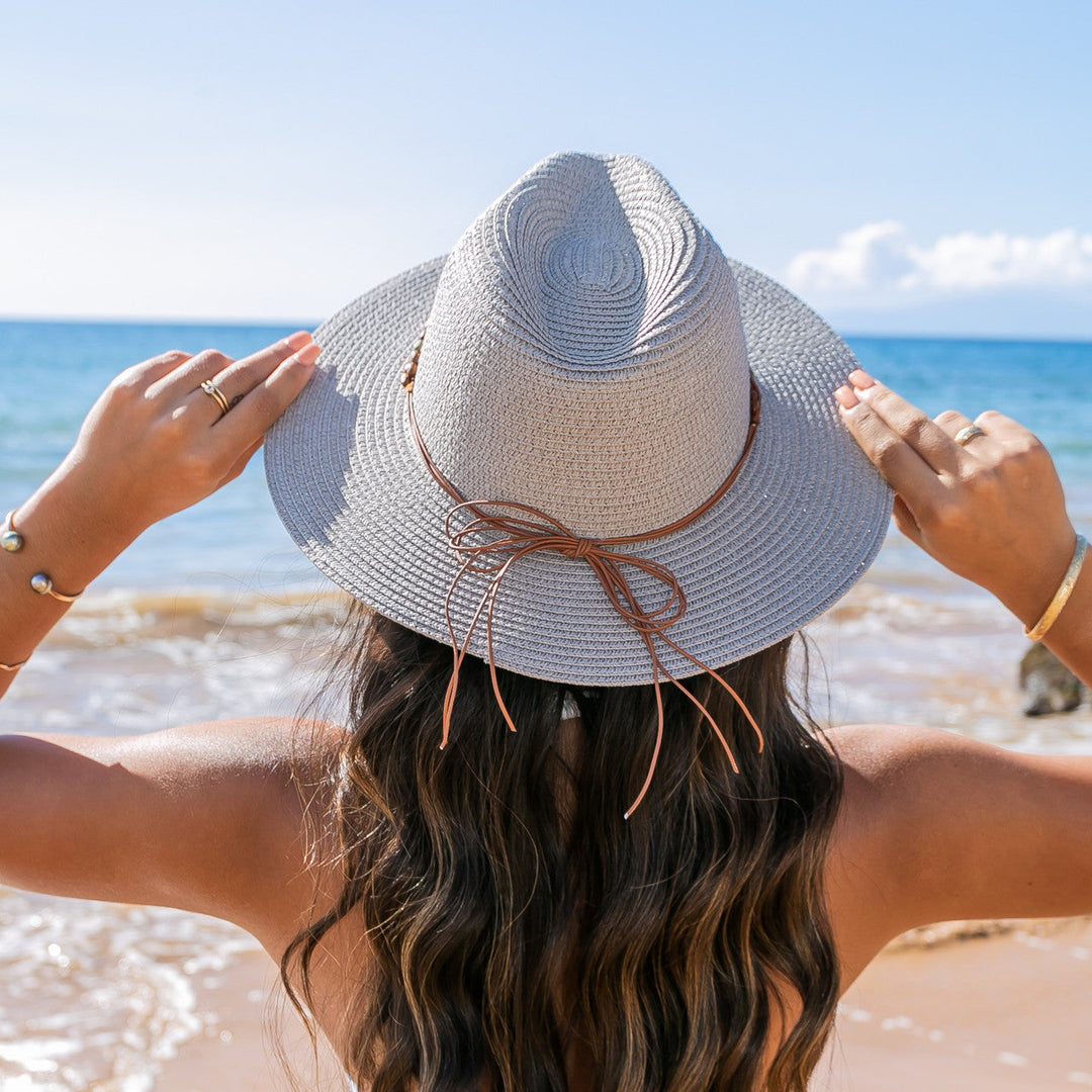 Gray Boho Accent Panama Hat