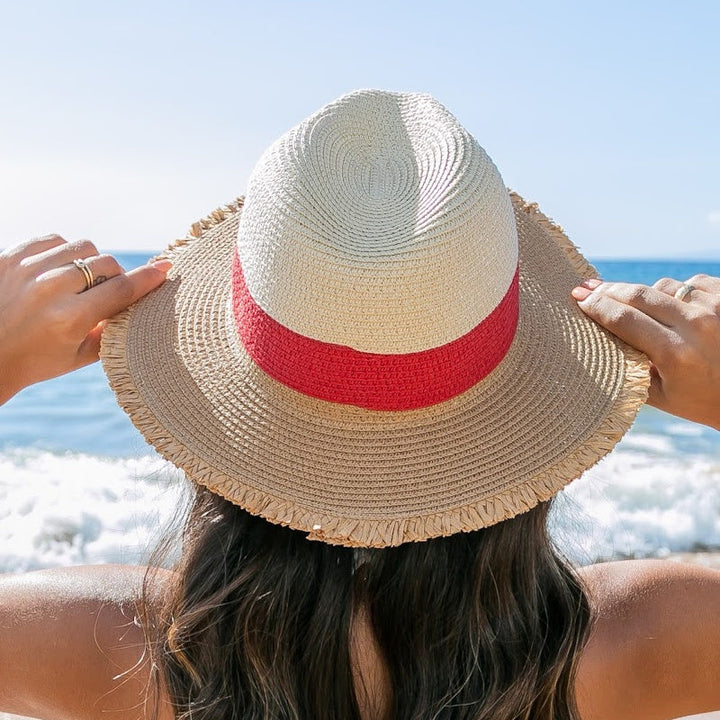 Fray Edge Color Block Panama Hat