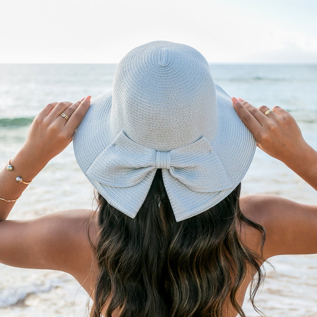 Lt Gray Bow Back Sun Hat