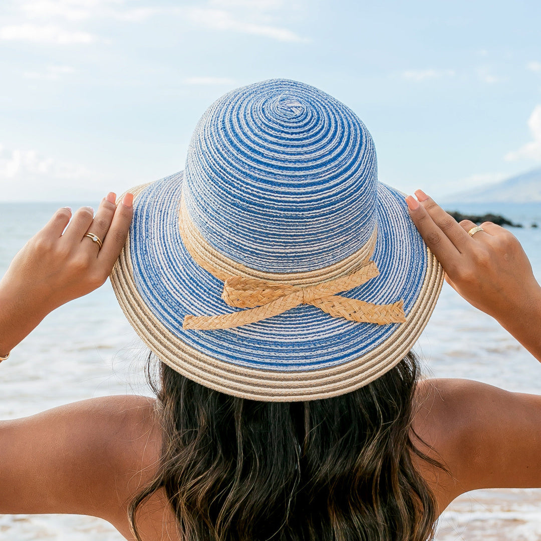 Multi Stripe Bow Accent Sunhat