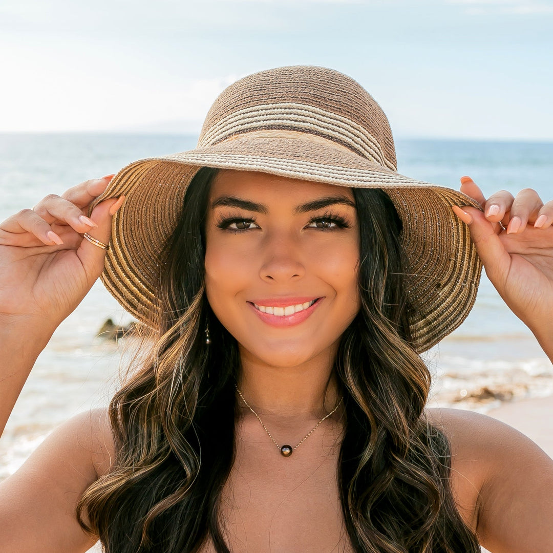 Cherry Multi Stripe Bow Accent Sunhat