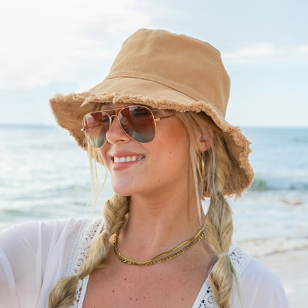 Frayed Edge Canvas Bucket Hat 1