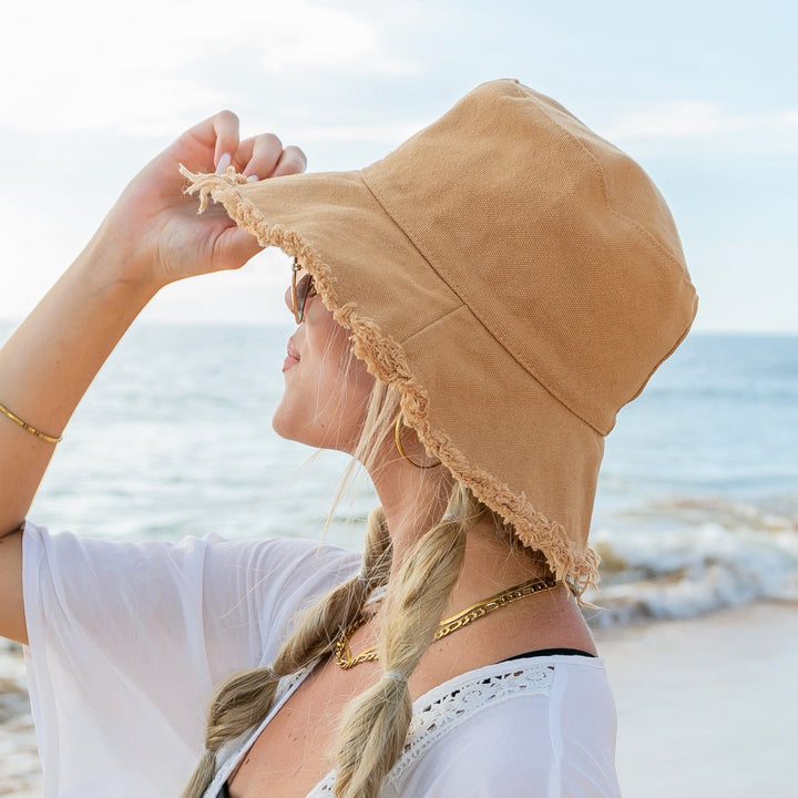 Frayed Edge Canvas Bucket Hat 1