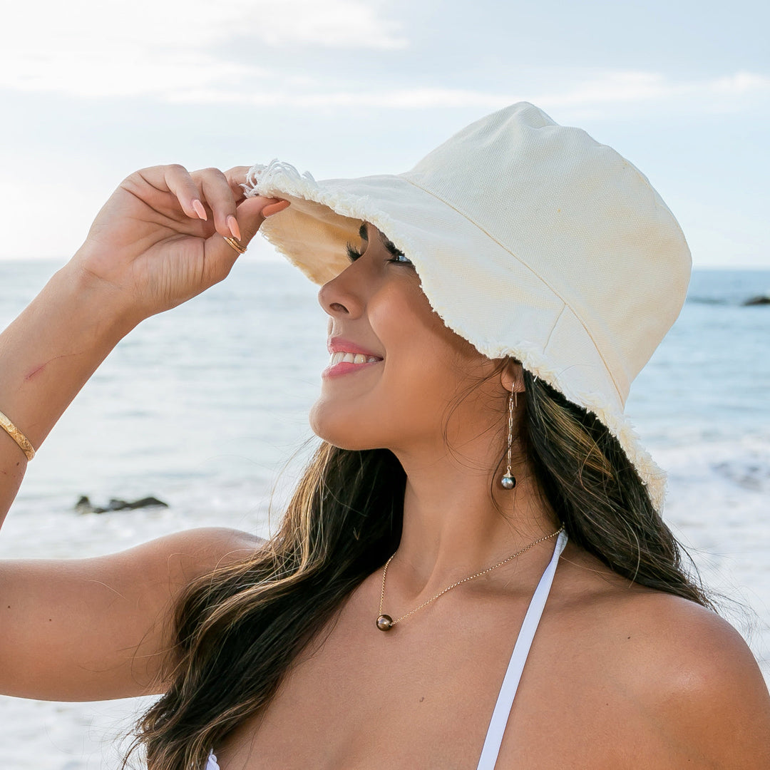 Frayed Edge Canvas Bucket Hat 1