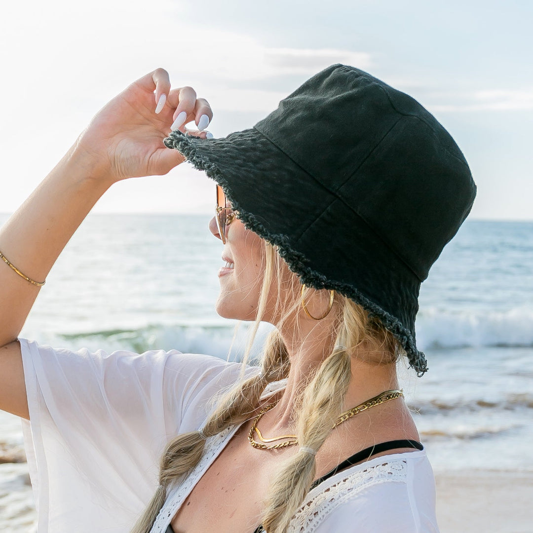 Frayed Edge Canvas Bucket Hat 1