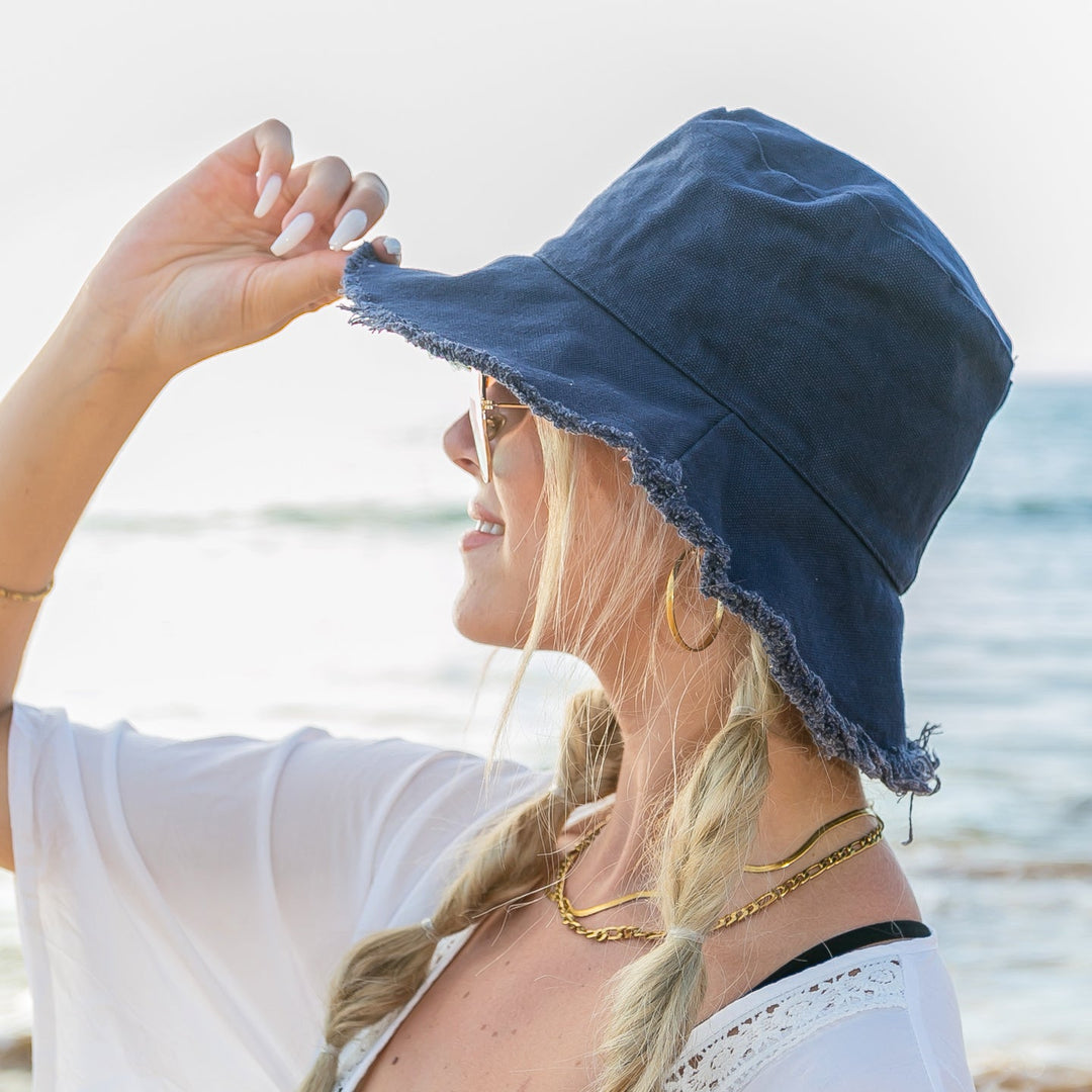 Frayed Edge Canvas Bucket Hat 1