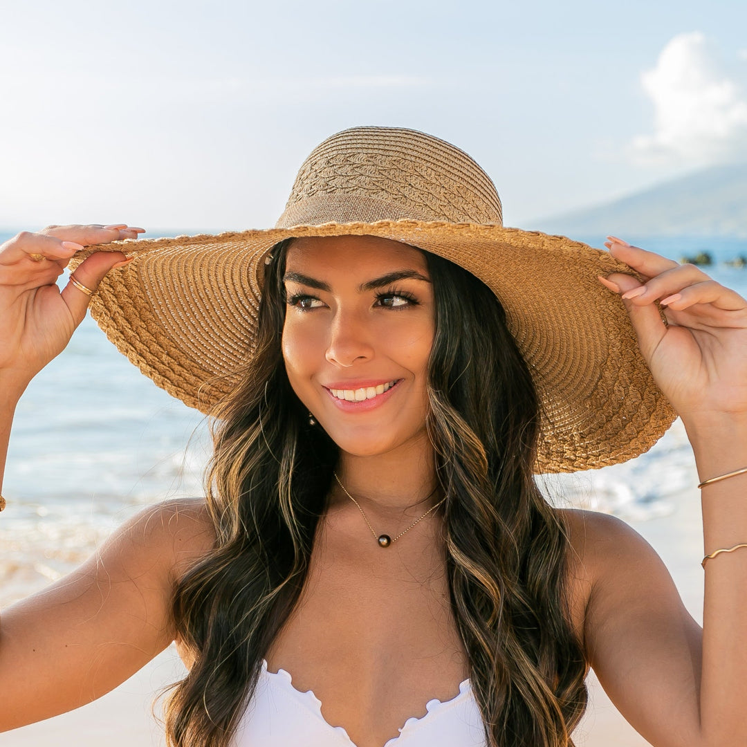 Khaki Scallop Edge Sunhat