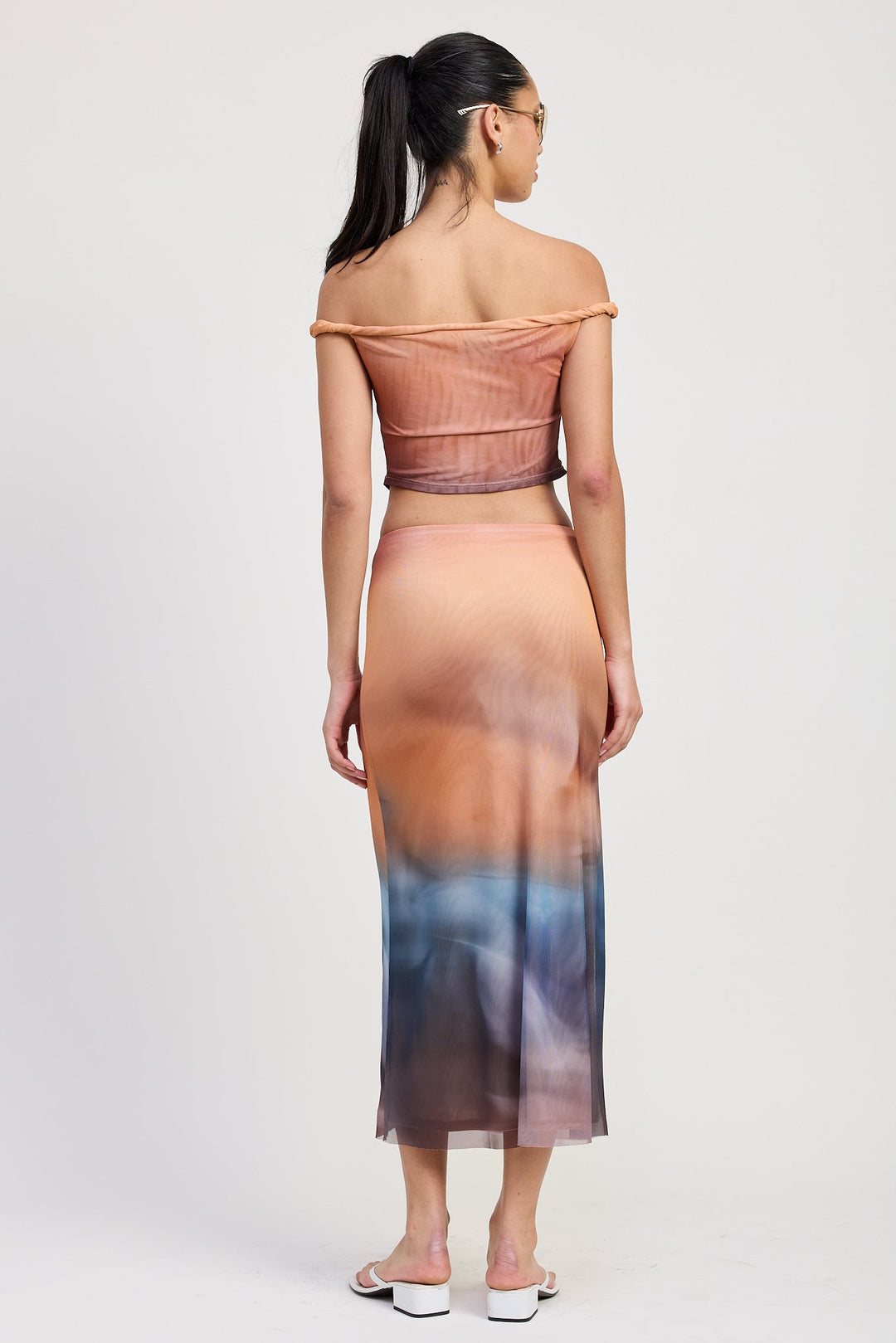 Orange Combo Zoya Off Shoulder Top
