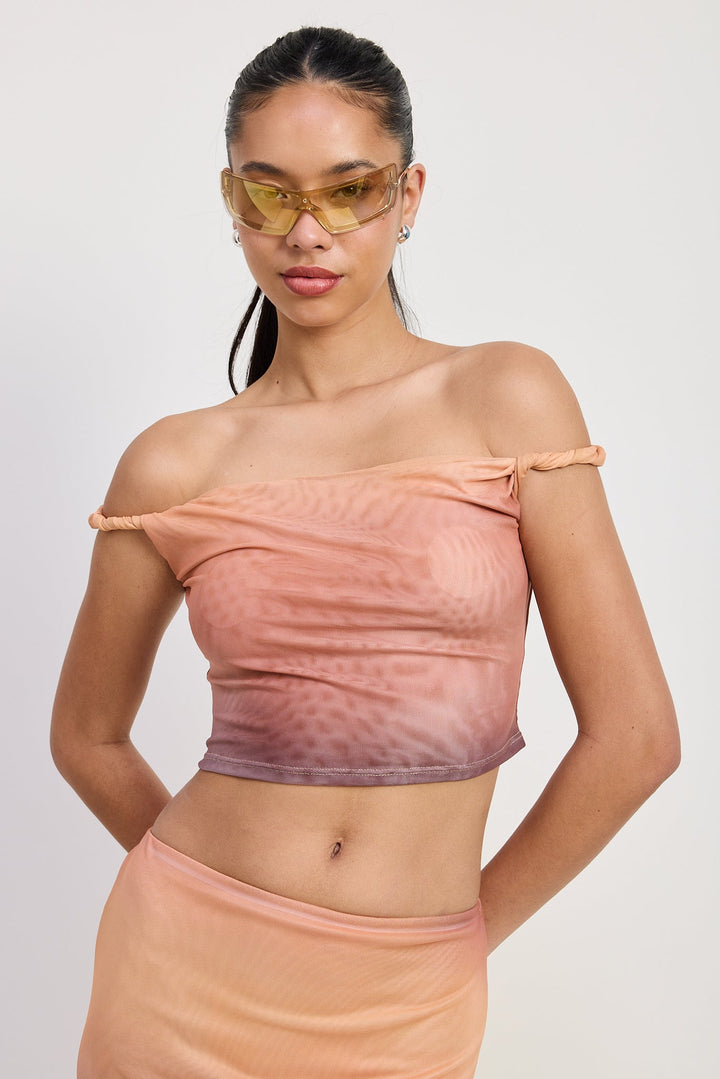 Orange Combo Zoya Off Shoulder Top