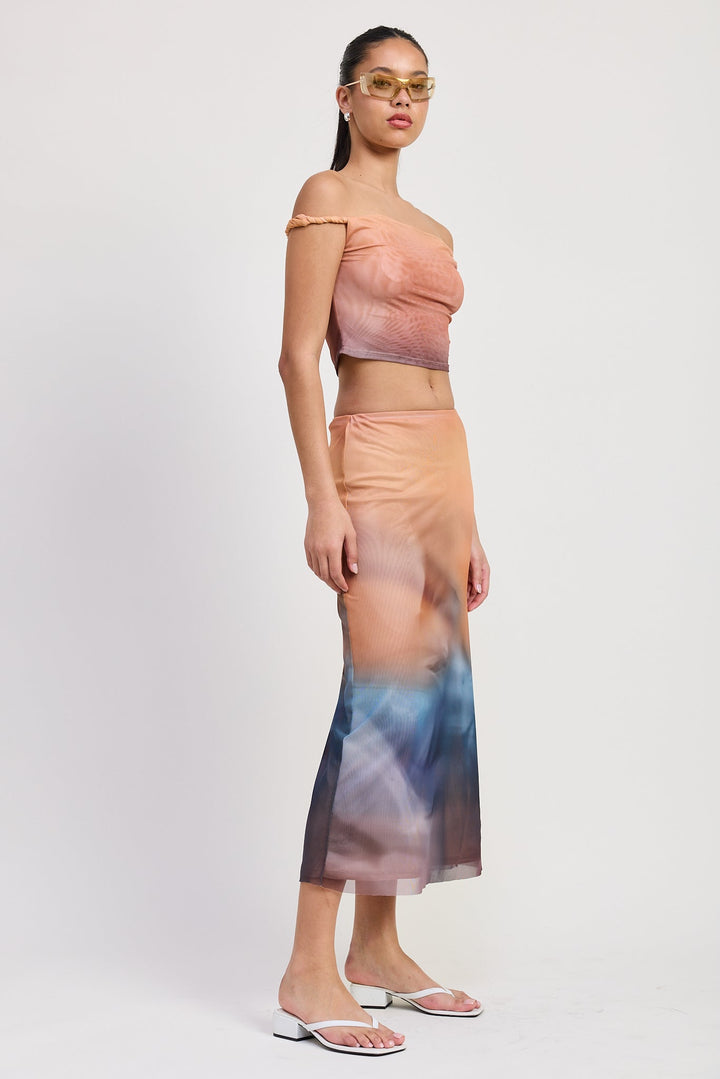 Orange Combo Zoya Midi Skirt
