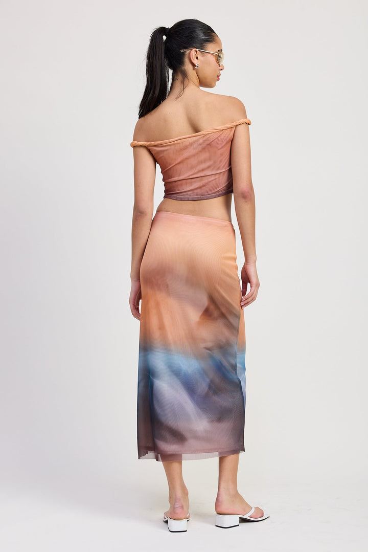 Orange Combo Zoya Midi Skirt