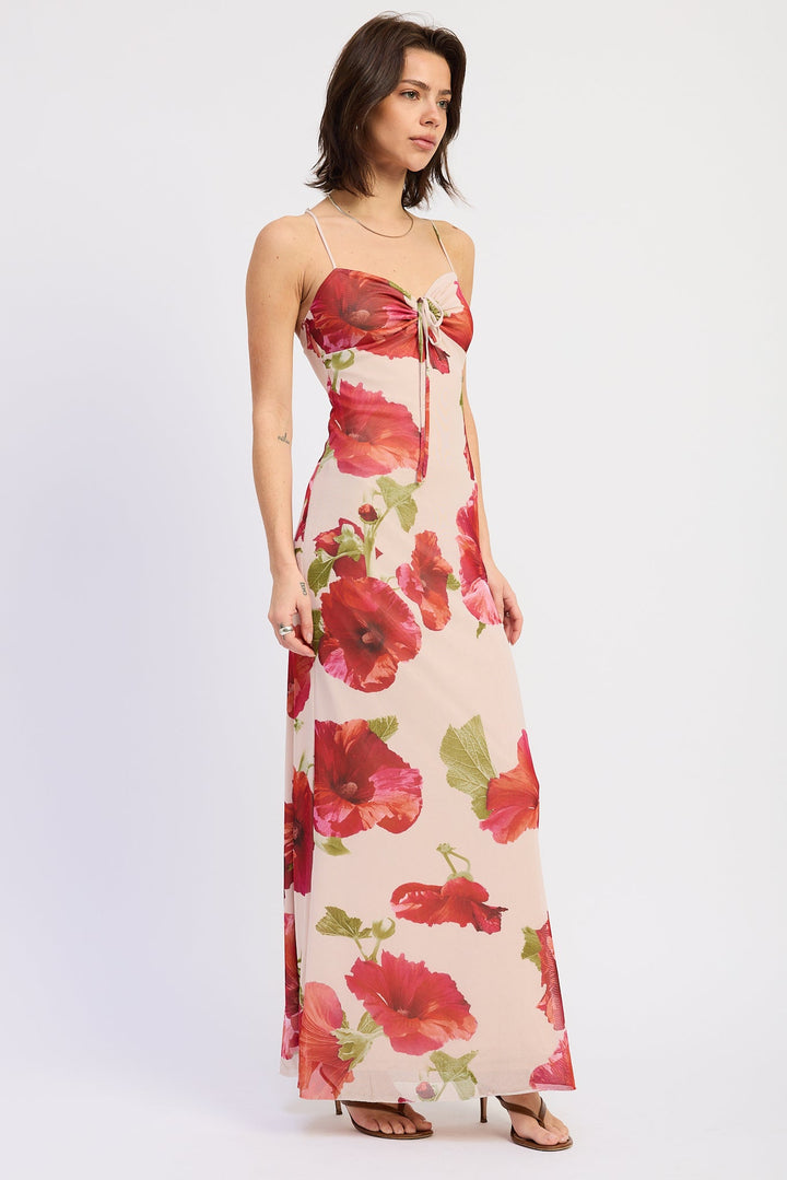 Cream Red Floral Ingrid Maxi Dress