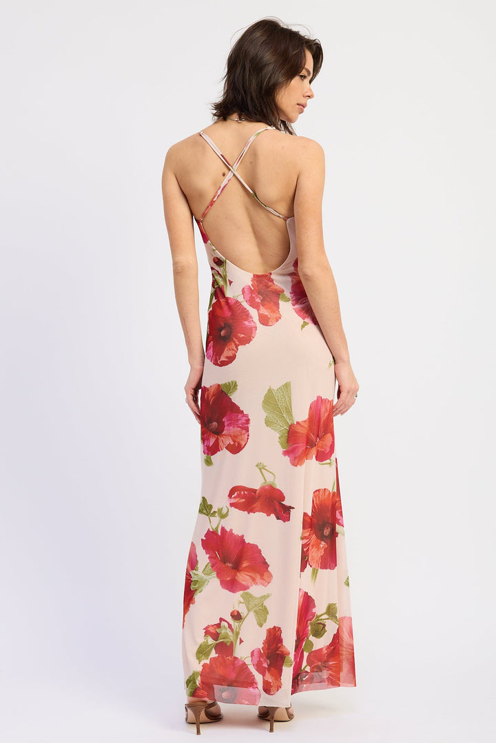 Cream Red Floral Ingrid Maxi Dress