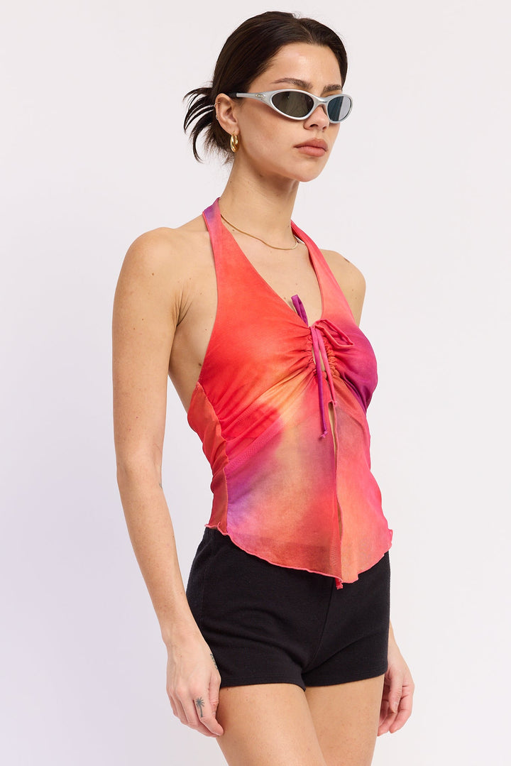 Orange Fushia Evania Halter Top