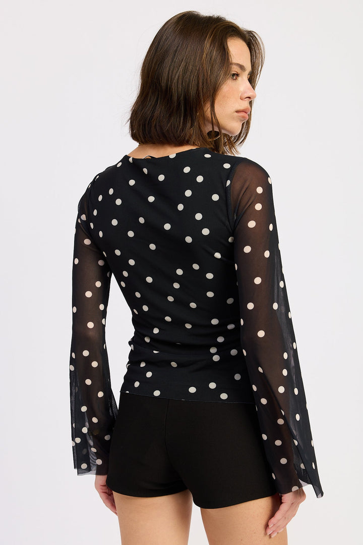 Black Cream Veronica Mesh Top
