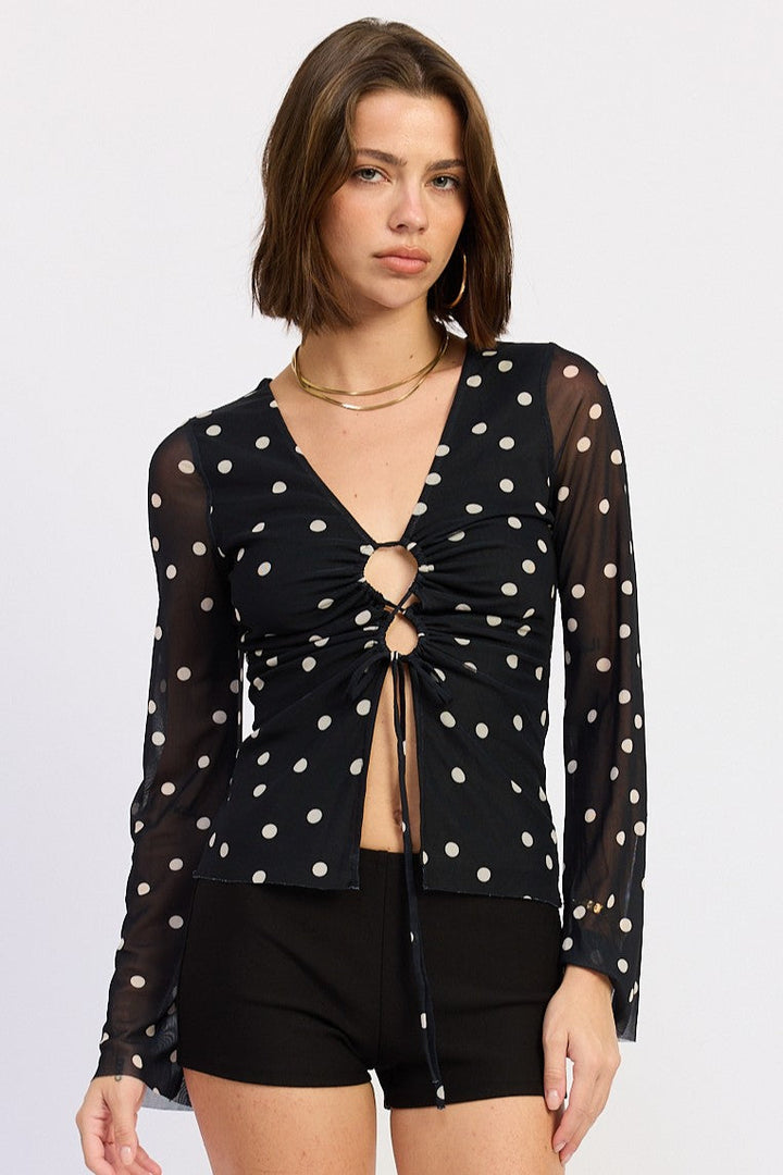 Black Cream Veronica Mesh Top
