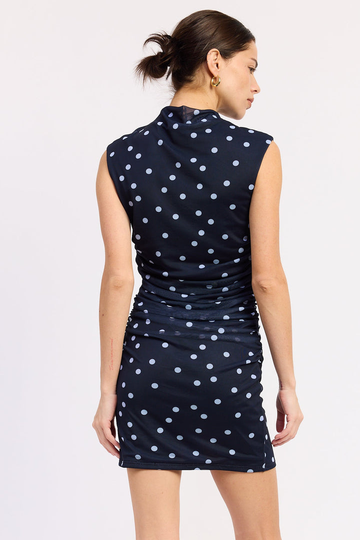 Navy Polka Dot Meadow Mini Dress