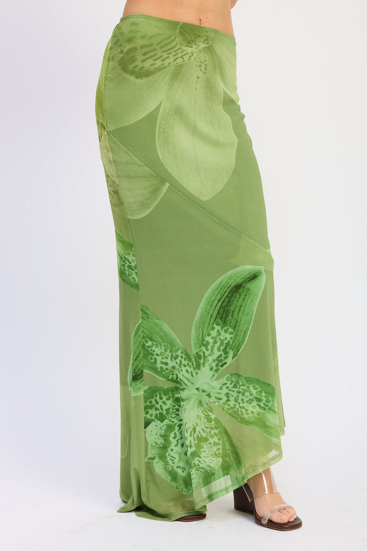 Green Floral Seraphine Maxi Skirt