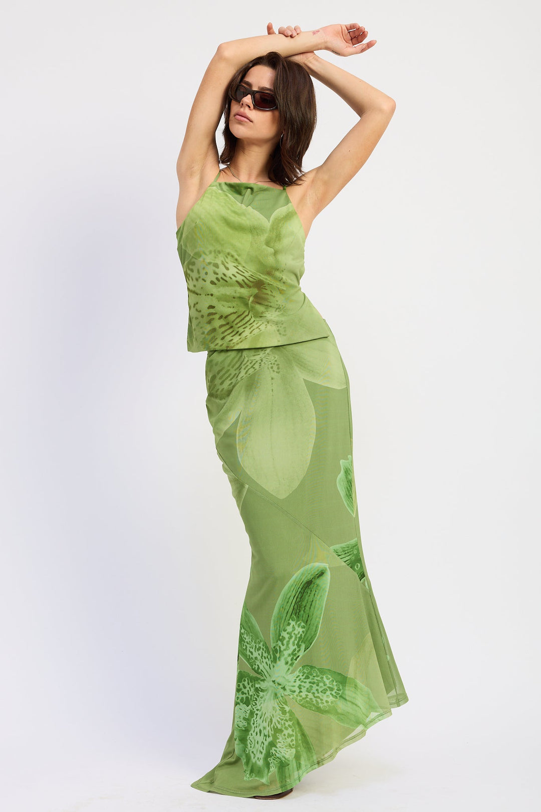 Green Floral Seraphine Maxi Skirt