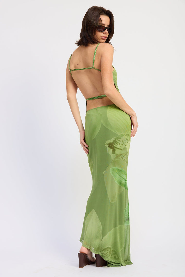 Green Floral Seraphine Maxi Skirt