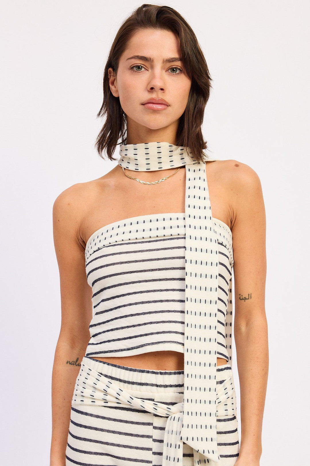Ivory Stripe Stria Tube Top