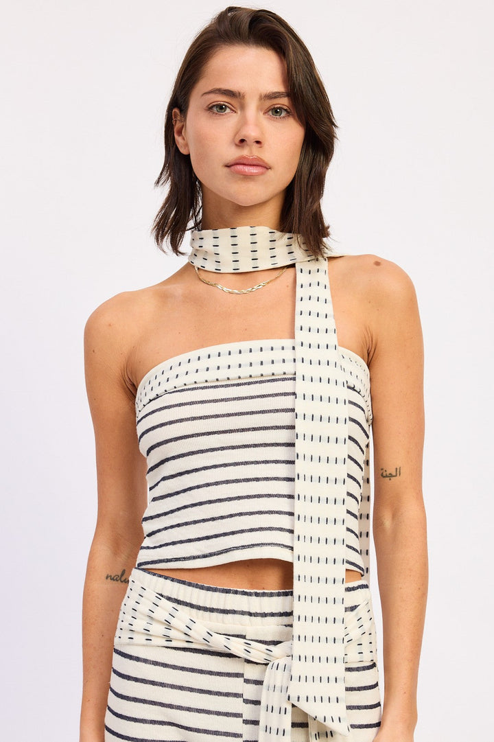 Ivory Stripe Stria Tube Top