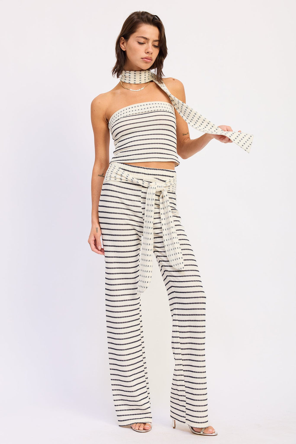 Ivory Stripe Stria Striped Pants