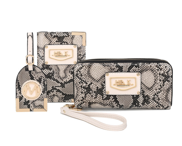 Snake Beige MKF Collection By Mia K Darla Wallet And Travel Set