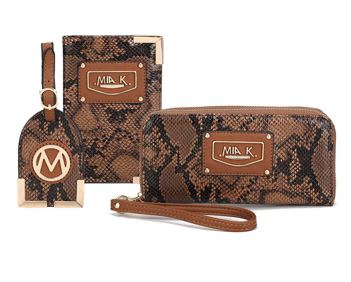 Snake Black MKF Collection By Mia K Darla Wallet And Travel Set