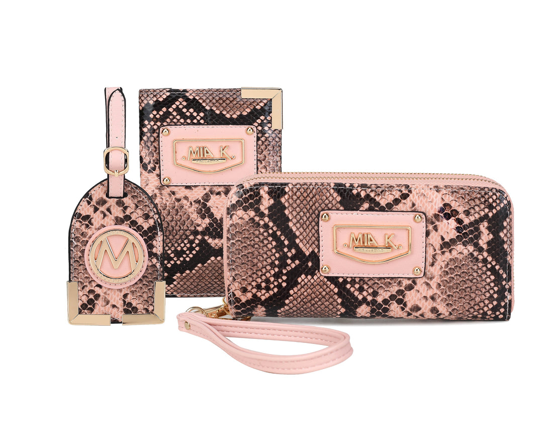 Snake Brown MKF Collection By Mia K Darla Wallet And Travel Set