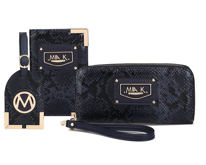 Snake Light Grey MKF Collection By Mia K Darla Wallet And Travel Set