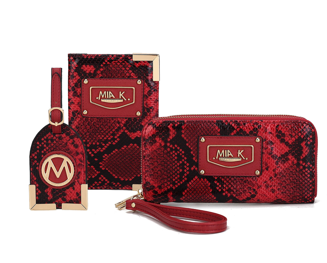 Snake Mustard MKF Collection By Mia K Darla Wallet And Travel Set