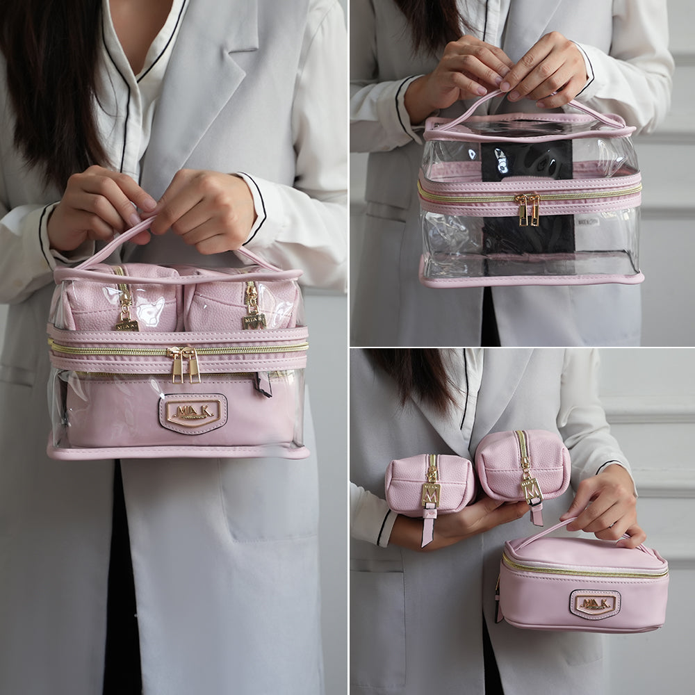Cognac Brown MKF Collection By Mia K Emma Cosmetic Case And Set