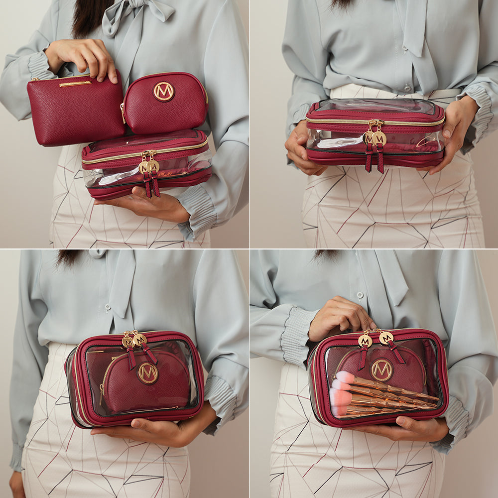 Brown MKF Collection By Mia K Laura Cosmetic Case And Set