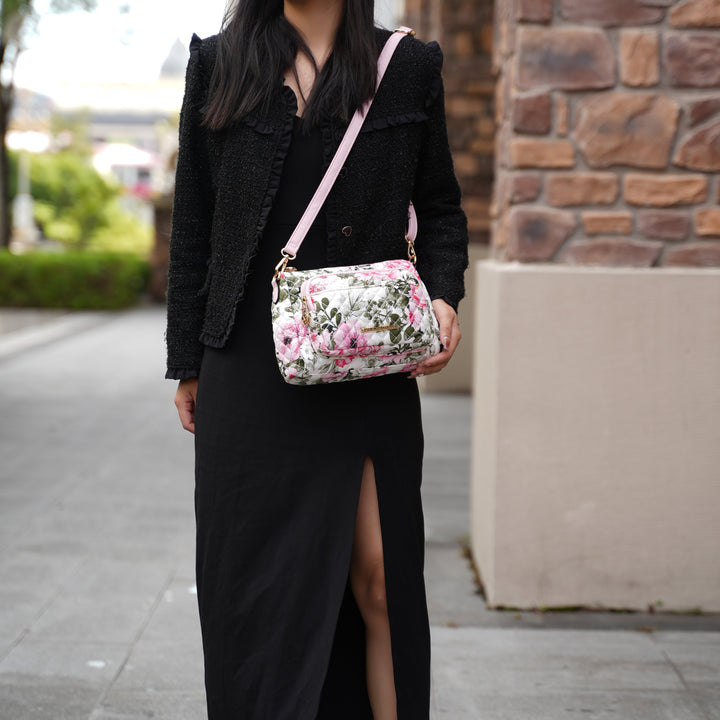 Floral Green MKF Collection By Mia K Zoe Quilted Cotton Weekender And Crossbody Bag