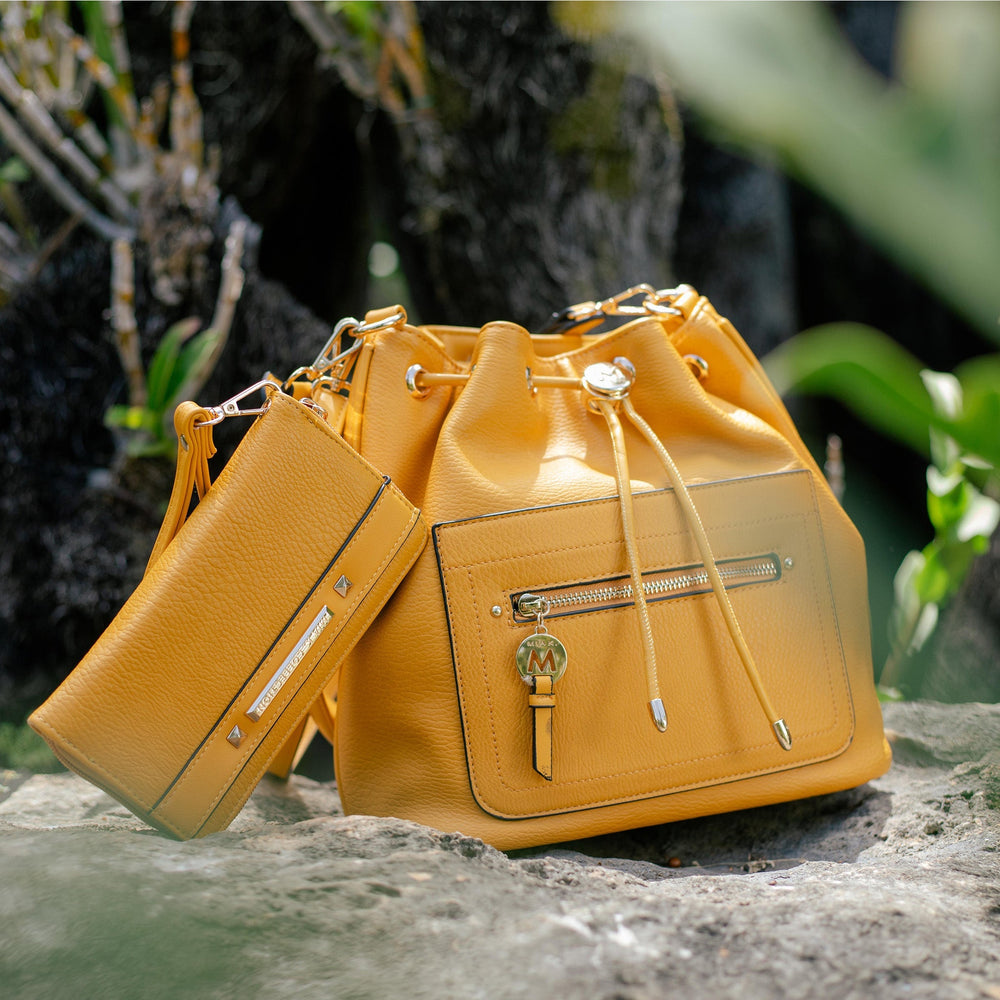 Brown MKF Collection By Mia K Larissa Bucket Bag And Wallet Set