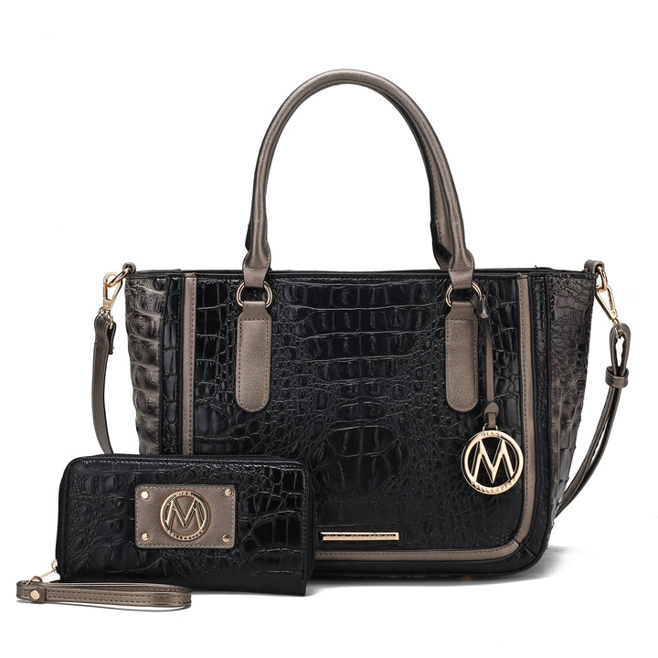 Croco Fuchsia MKF Collection By Mia K Bonnie Shoulder Bag And Set