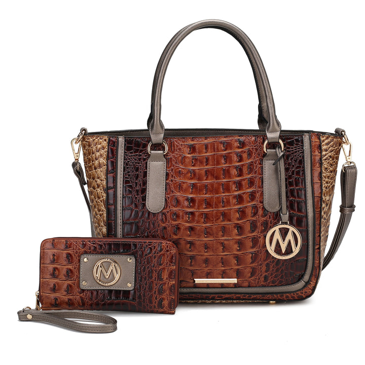 Croco Green MKF Collection By Mia K Bonnie Shoulder Bag And Set