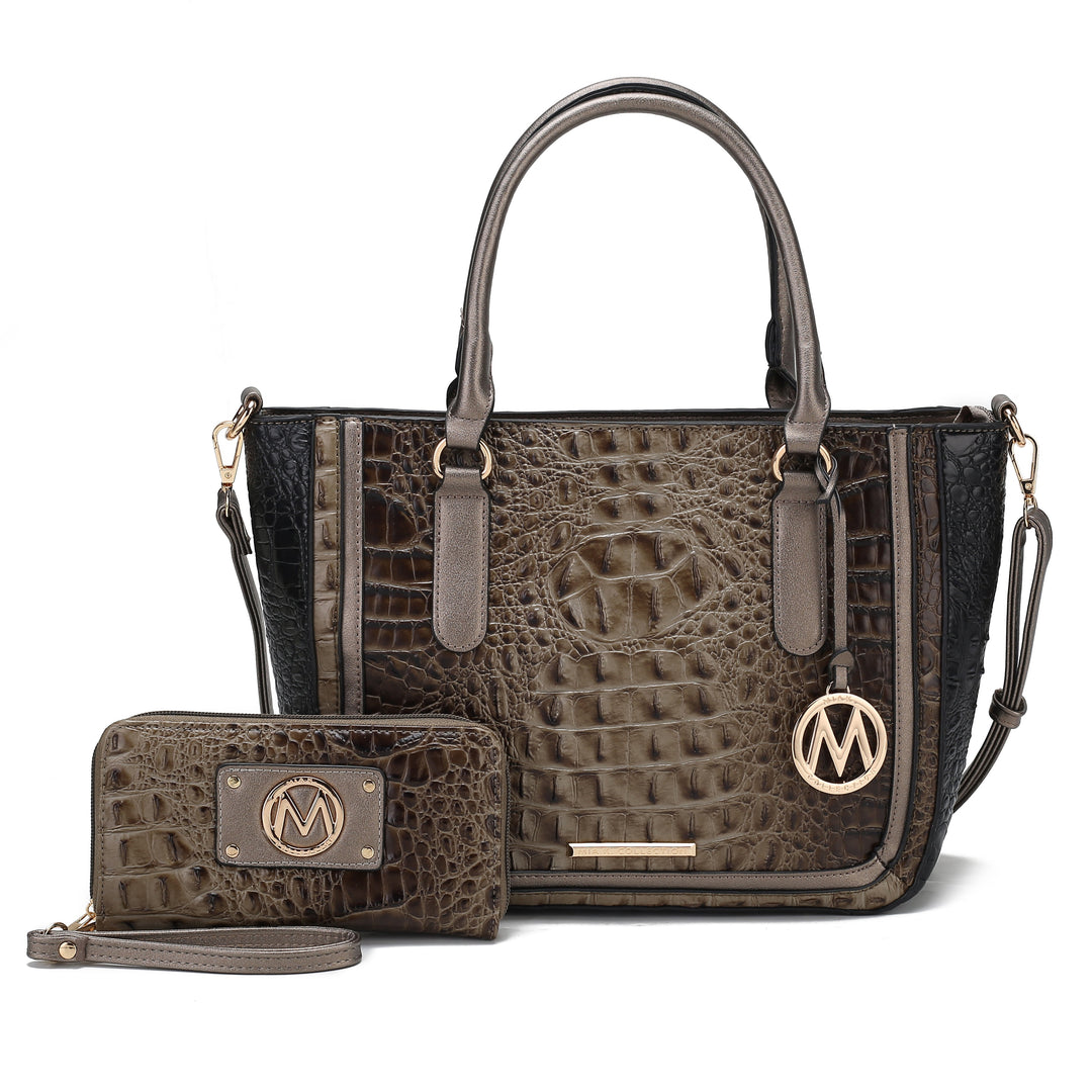 Croco Taupe MKF Collection By Mia K Bonnie Shoulder Bag And Set