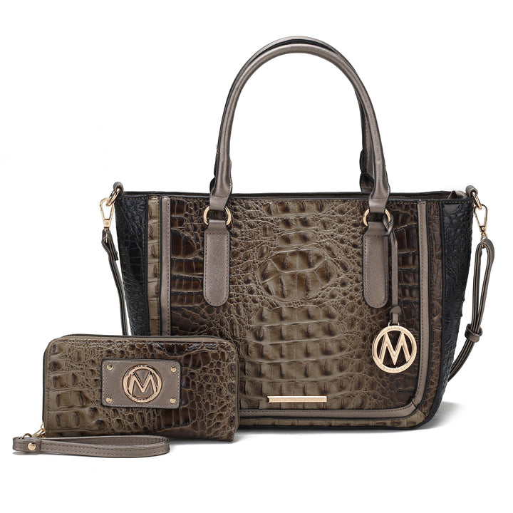 Croco Taupe MKF Collection By Mia K Bonnie Shoulder Bag And Set