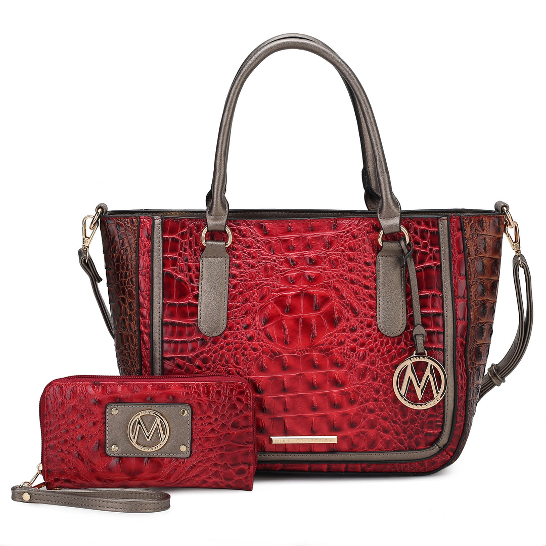 Croco Navy MKF Collection By Mia K Bonnie Shoulder Bag And Set