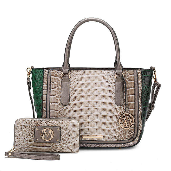 Croco Yellow MKF Collection By Mia K Bonnie Shoulder Bag And Set