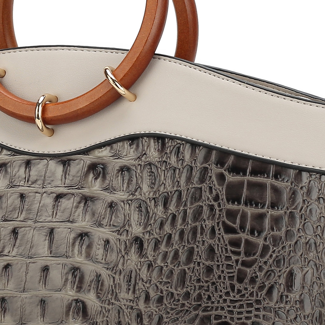 Croco Taupe MKF Collection By Mia K Phoebe Tote Bag And Wallet Set