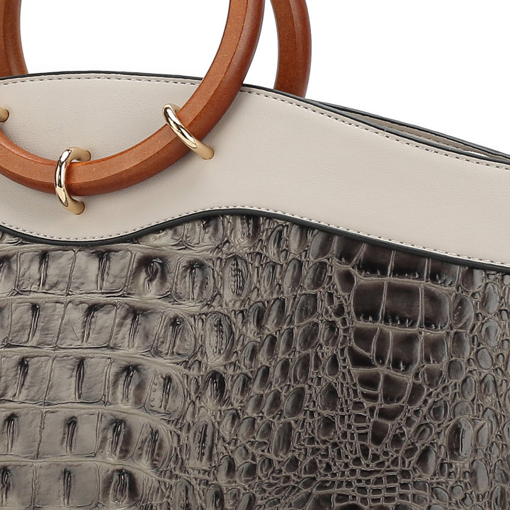 Croco Taupe MKF Collection By Mia K Phoebe Tote Bag And Wallet Set