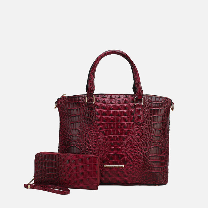 MKF Collection By Mia K Liora Croc Embossed Tote Bag And Set