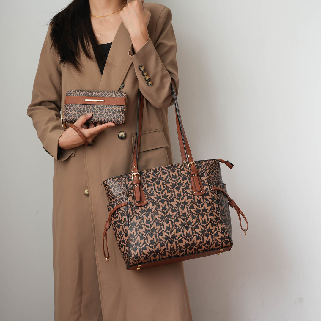 Chestnut MKF Collection By Mia K Pauline Tote Bag And Set