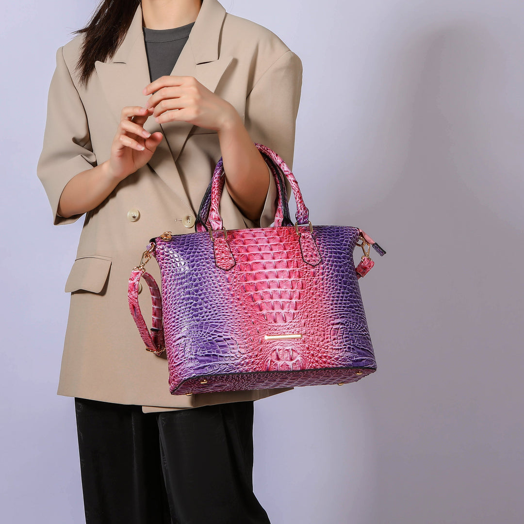 Croc Coral MKF Collection By Mia K Liora Gradient Croc Shoulder Bag And Wallet Set